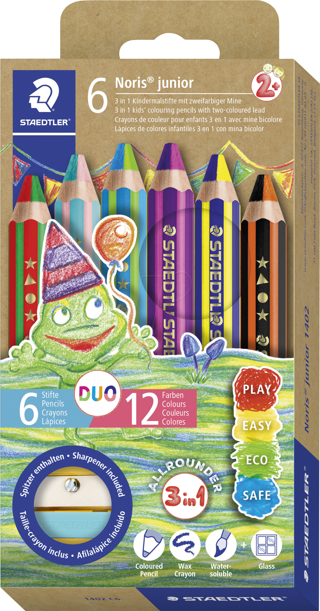 STAEDTLER 1402C6 - Buntstift, 10 mm, Sechskantform, 5 Farben, Duo