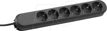 BACH 381.147K - Steckdosenleiste SMART, 6-fach, Typ F - CEE 7/3, schwarz