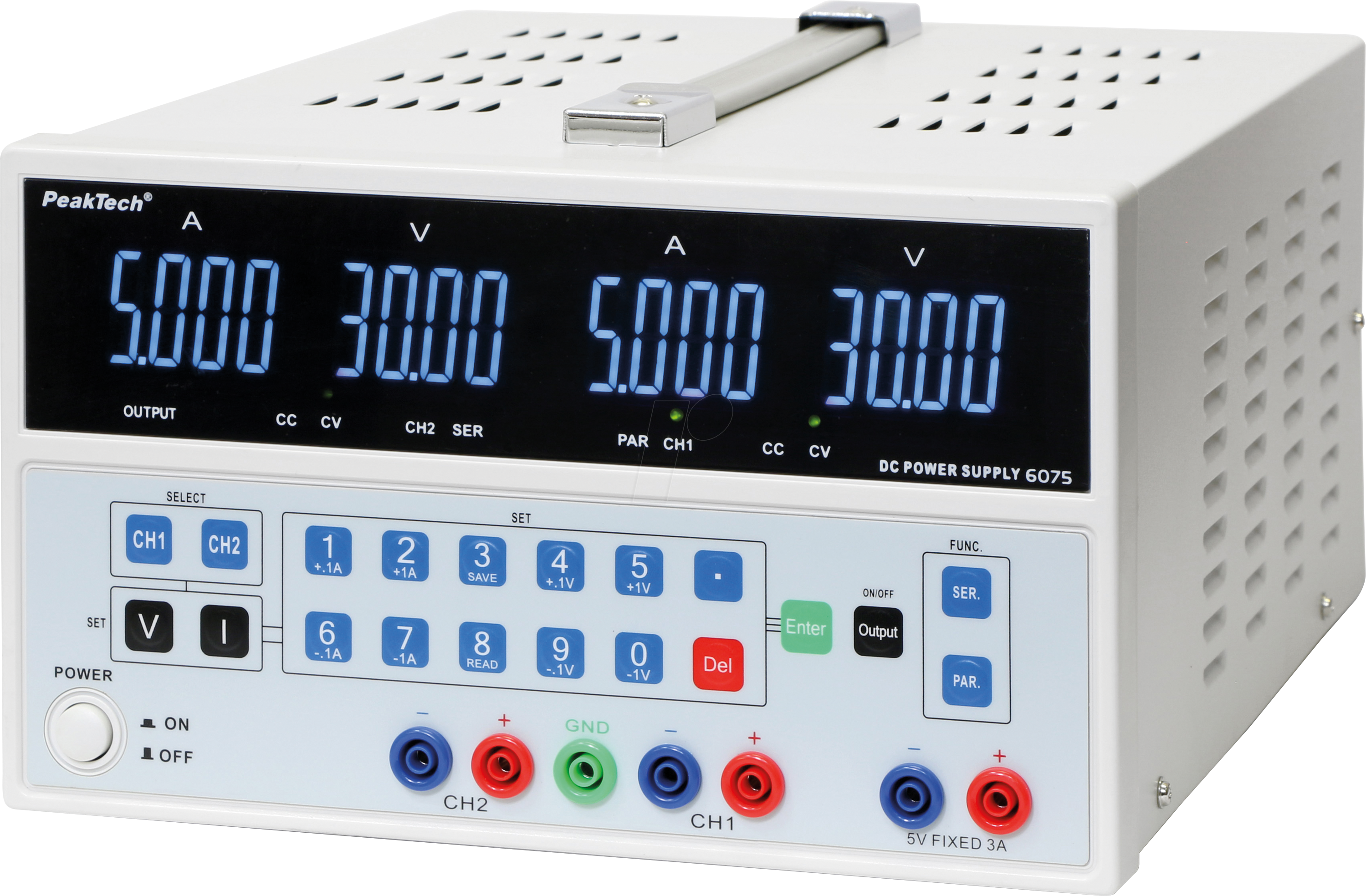 PEAKTECH 6075 - Labornetzgerät, 0 - 30 V, 0 - 5 A, stabilisiert, programmierbar