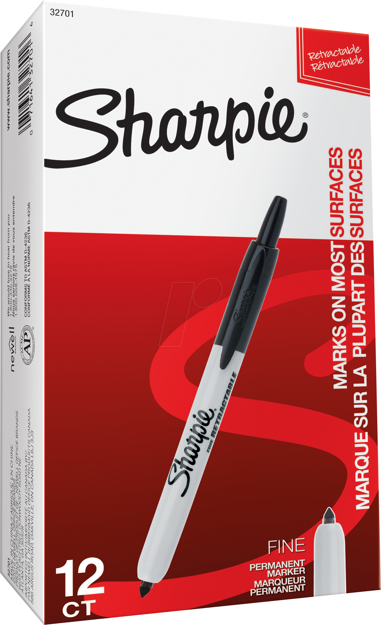 SHARPIE S0810840 - Permanent Marker, F, Sharpie Retract, 12er-Pack, schwarz