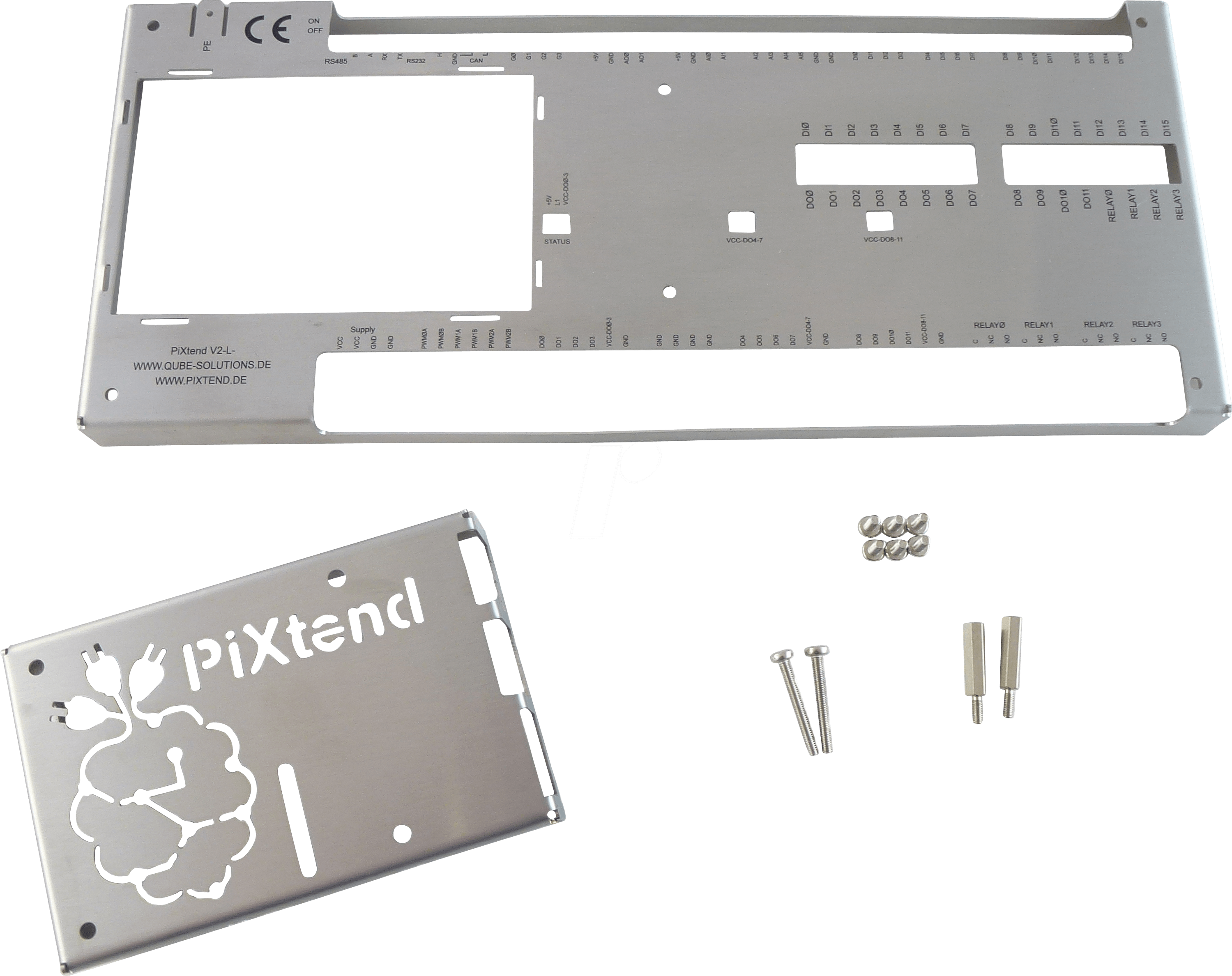 PIXTEND2 L COVER - Gehäuse für PiXtend V2 -L-, Edelstahl, silber