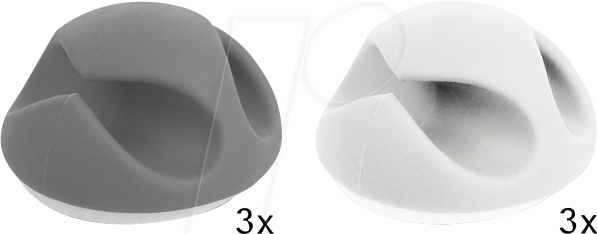 Thumbnail - DELOCK 18295 - Kabelhalter mit 2 Durchführungen, 6er Set, weiß/grau