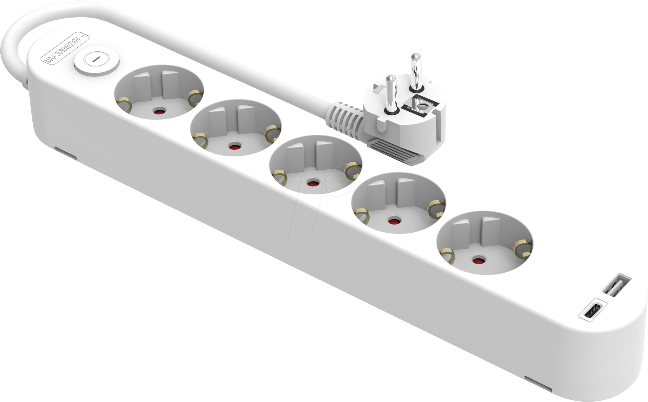 HEIT VO-501454 - Steckdosenleiste, 5-fach, mit Schalter, USB, 1,4 m, weiß