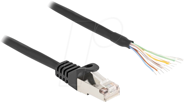 DELOCK 80207 - RJ50 Kabel, Stecker / offene Enden, S/FTP, 3 m, schwarz