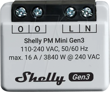 SHELLY PLUS PMM3 - Shelly PM Mini, 1-Kanal, WLAN, BT, max. 16 A, Messfunktion