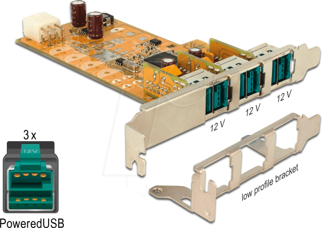 DELOCK 89656 - Delock PoweredUSB PCI Express Karte 3 x 12 V