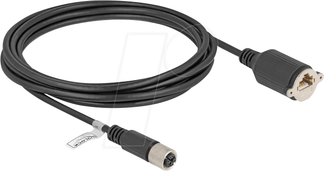 DELOCK 80462 - M12 Kabel X-kodiert 8 Pin Buchse zu RJ45 Buchse, 3 m
