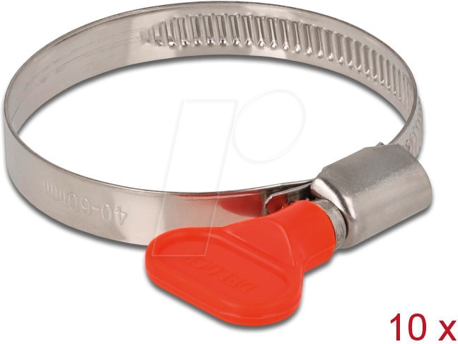 DELOCK 19449 - Schlauchschellen mit Flügelmutter, 40 - 60 mm, 10 Stück