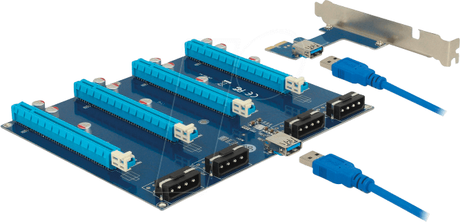 DELOCK 41427 - Riser Karte PCIe x1 > 4 x x16, 60 cm USB Kabel