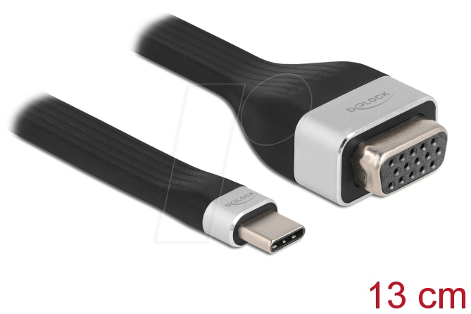 DELOCK 86730 - Adapterkabel USB C > VGA, 1080p, flach, 13 cm