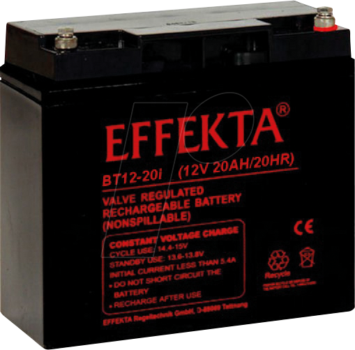 EFKTA BT12-20I - Blei-Vlies-Akku, AGM, 12V, 20 Ah, Insert Terminal