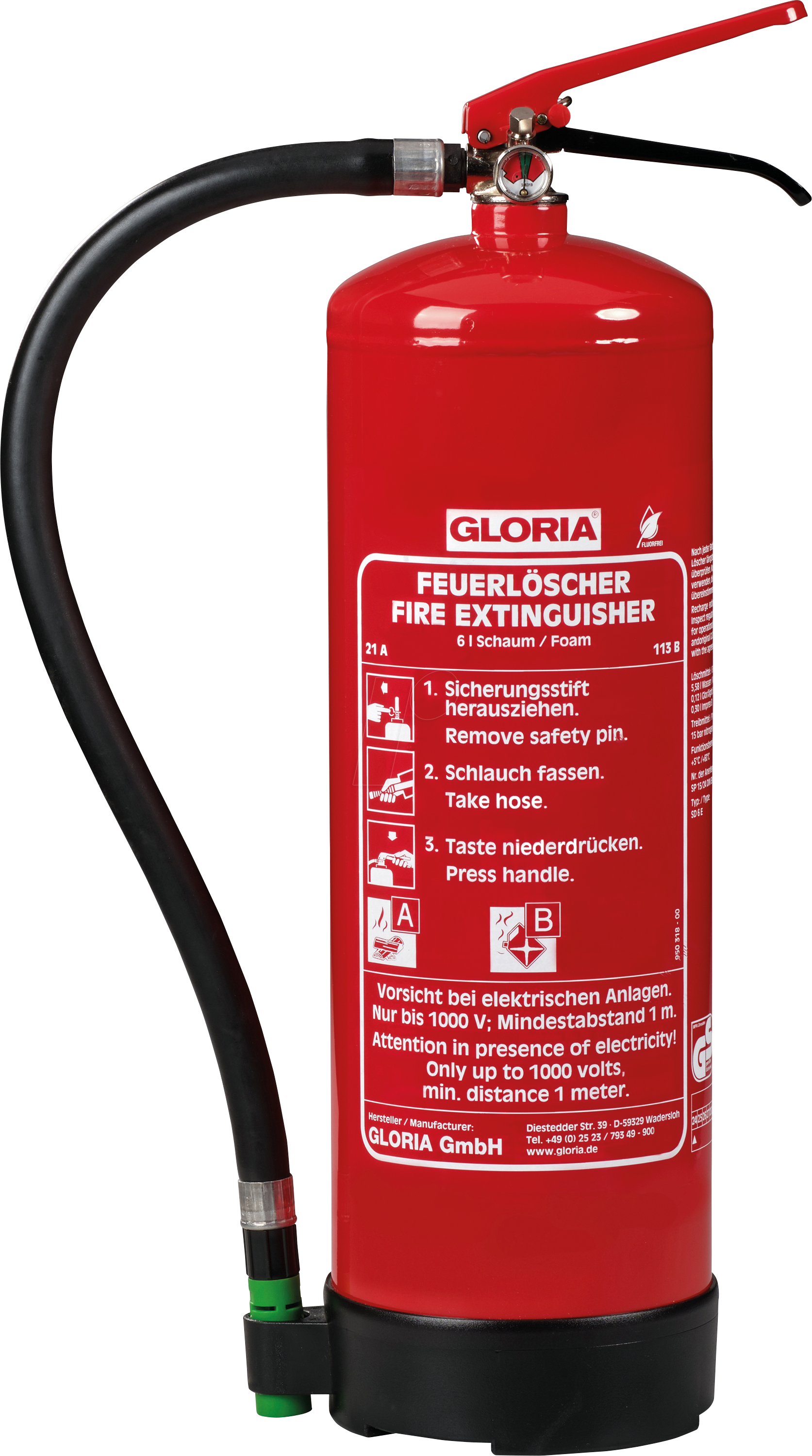 GLORIA SD6E - Feuerlöscher Schaum, 6 Liter