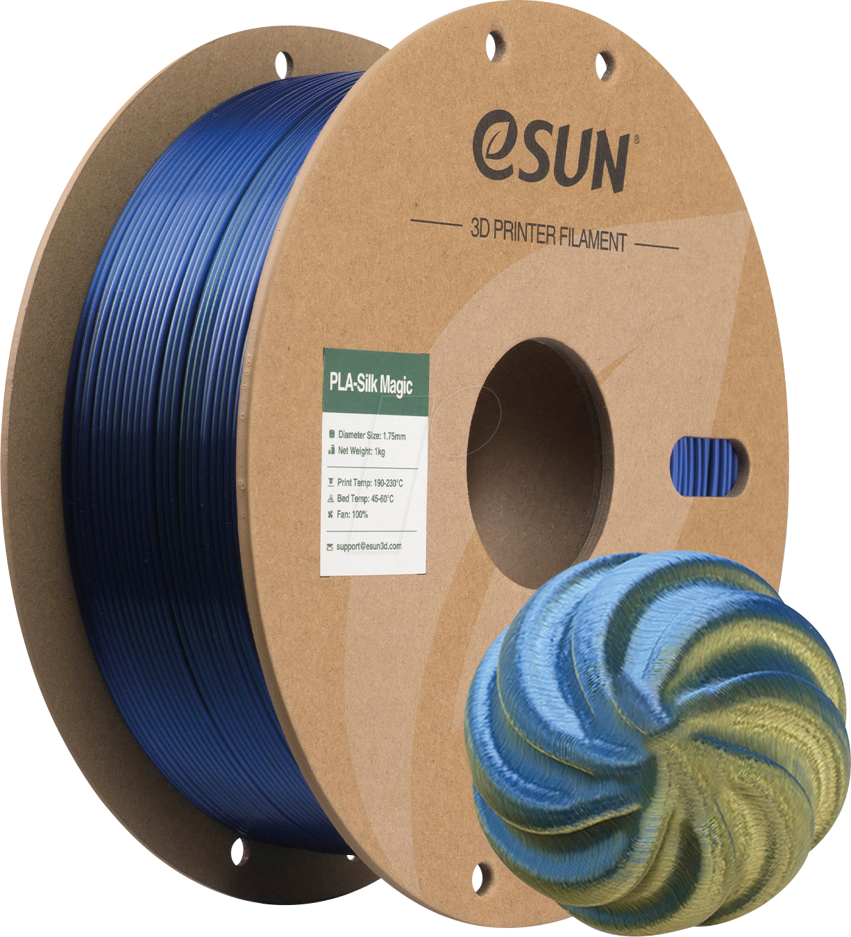 ESUN 72202412 - Filament, PLA-Silk Magic, 1,75 mm, grünblau, 1 kg