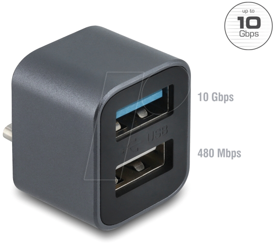 DELOCK 64359 - USB 10 Gbps HUB, USB-C > 2x USB-A