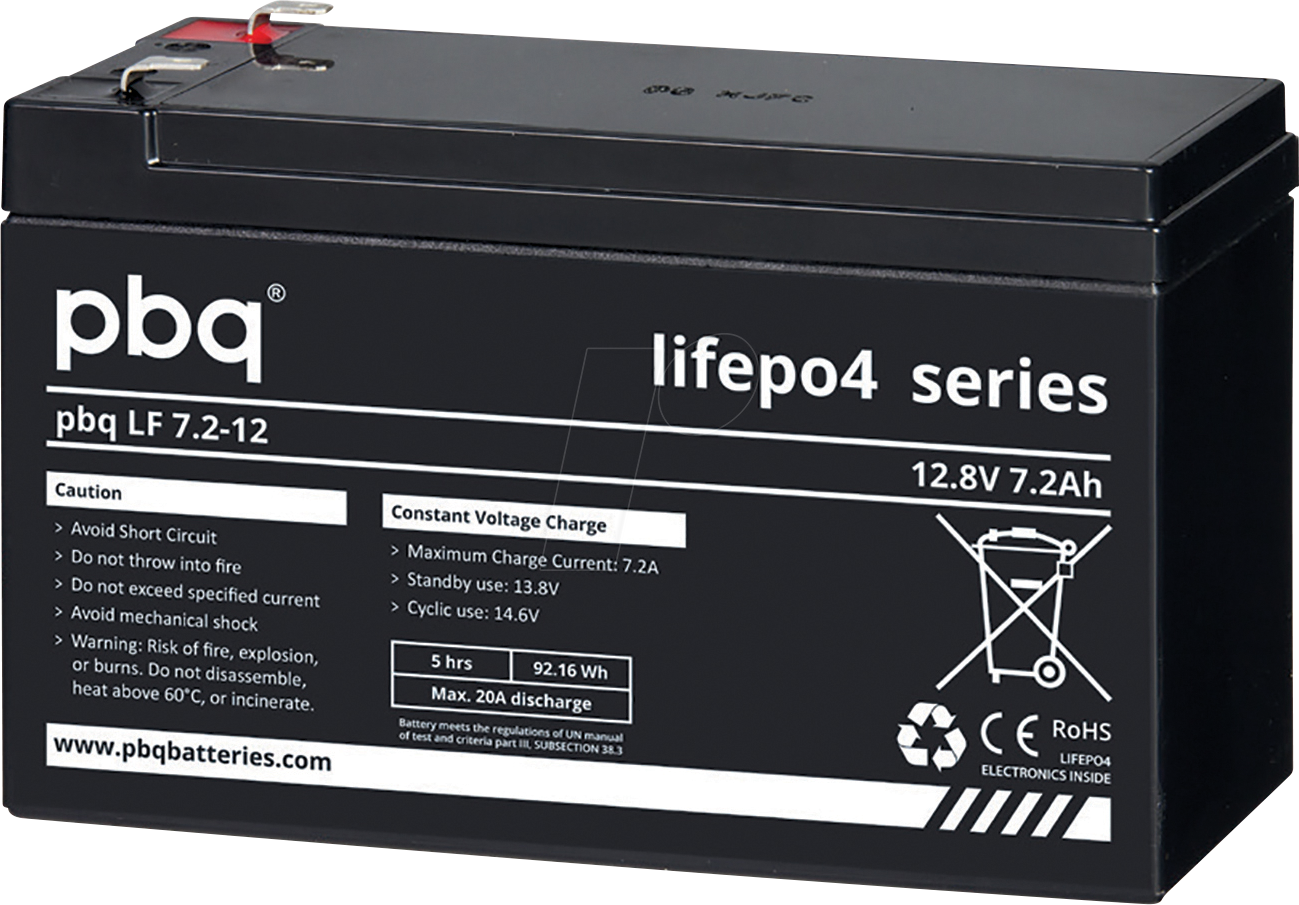 PBQ LF7,2-12 - Lithium-Akku, LiFePO4, 12,8 V, 7,2 Ah