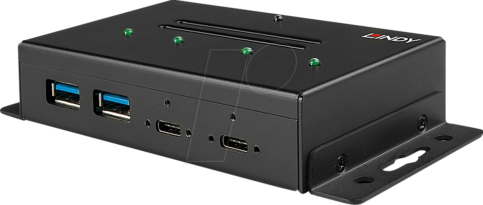 LINDY 43094 - USB 3.1 4-Port Industrie-Hub, 2x A, 2x C