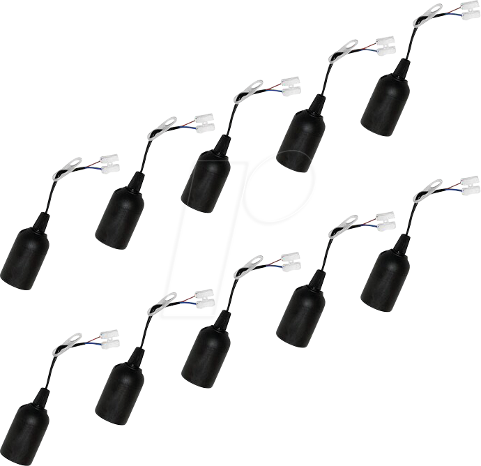 LM 990027ST - Lampenfassung, E27, Baupendel, schwarz, 10er-Pack