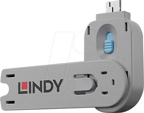 LINDY 40622 - USB-A-Port Schloss (1x Schlüssel, 1x Schloss), blau