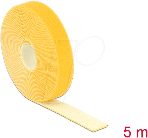 DELOCK 18739 - Klettband auf Rolle, 5 m x 20 mm, gelb