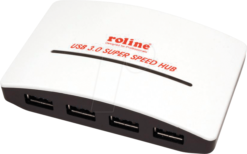 ROLINE 14025027 - USB 3.0 4 Port Hub, USB-A, schwarz/weiß