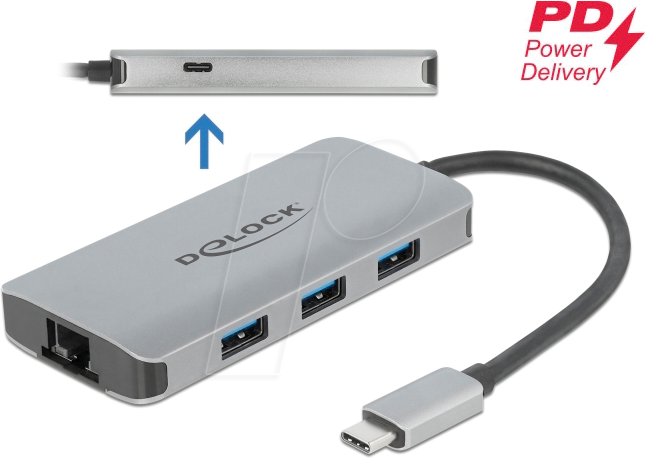 DELOCK 63252 - Dockingstation/Port Replicator, USB Type-C, Laptop