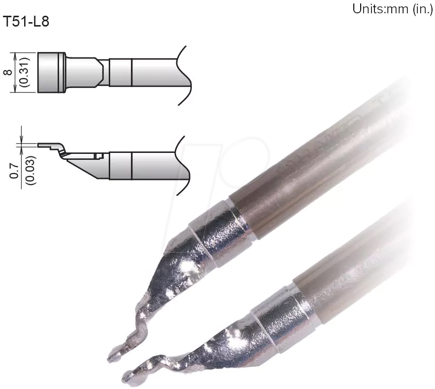 HAK T51-L8 - Aktiv-Lötspitze T51-L8, 8,0 mm, SOP, Spatel, 2 Stück