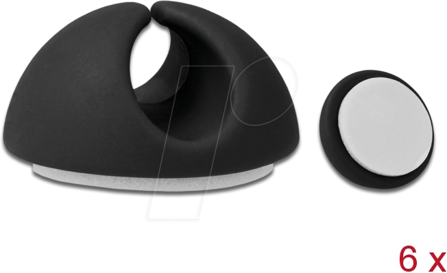 DELOCK 18342 - Kabelhalter Set 6 Stück schwarz