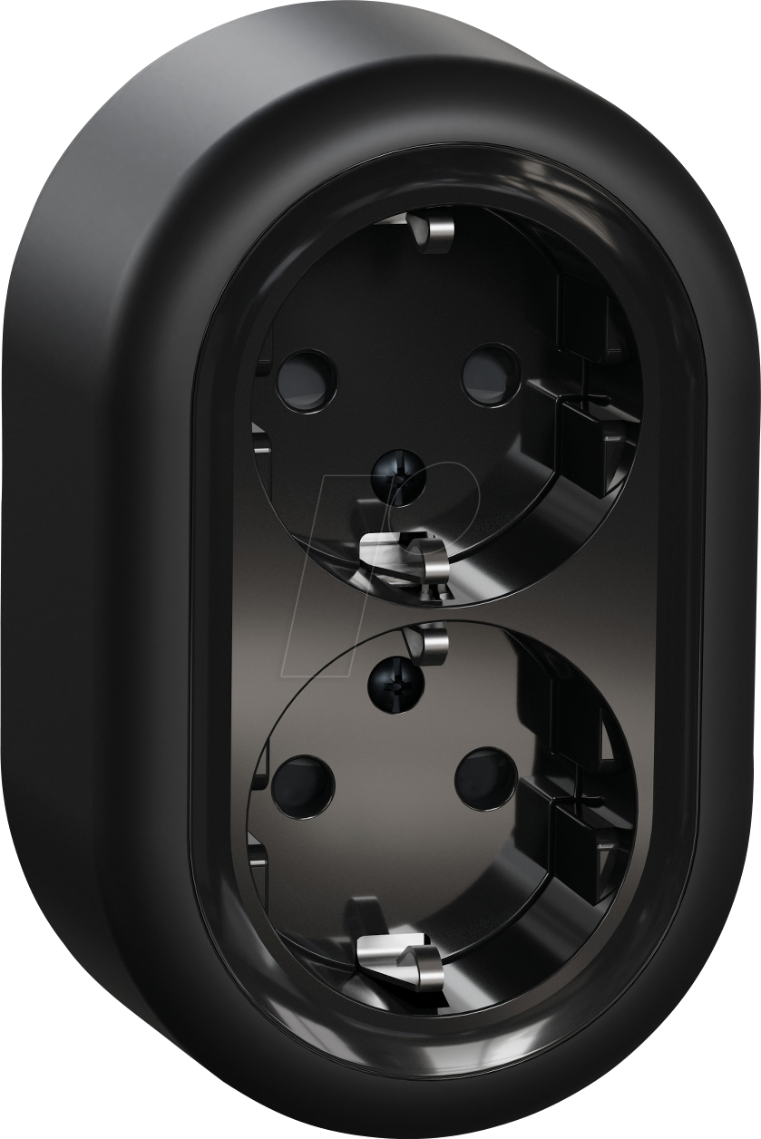 ELSO WDE015996 - Steckdose, 2-fach, Aufputz, komplett, schwarz, rund, Renova