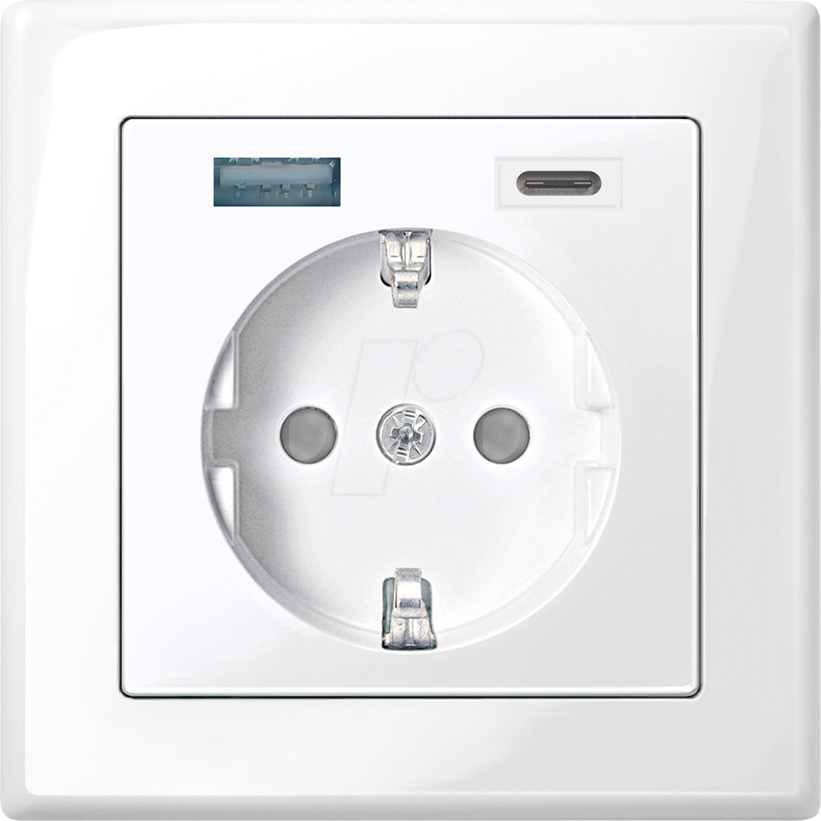 EL ME USB SET2 - M-SMART, USB-Steckdose,Typ A + C, polarweiß, glänzend