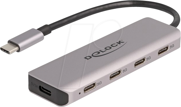 DELOCK 64238 - USB 3.0 4-Port Hub, USB-C auf 4x C + Strom, 15 cm