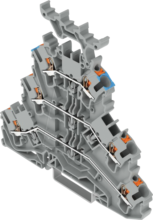 WAGO 2202-3233 - Dreistock-Durchgangsklemme, Ø 0,25 - 2,5 mm, L/L/N