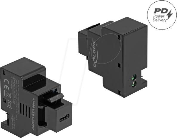 DELOCK 41480 - Keystone Modul USB Type-C™ Buchse / Buchse, schwarz