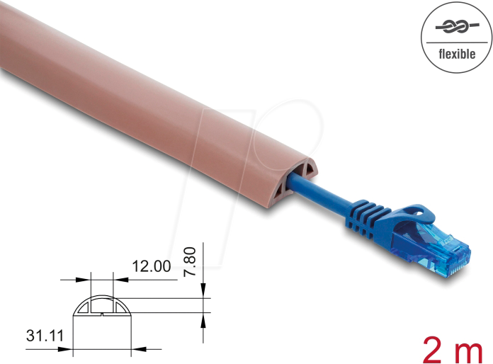 DELOCK 20763 - Kabelkanal PVC flexibel 30 x 10 mm - Länge 2 m braun