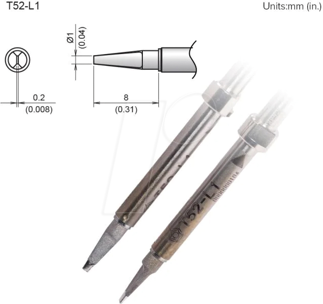HAK T52-L1 - Aktiv-Lötspitze T52-L1, 1,0 mm, meißel, 2 Stück