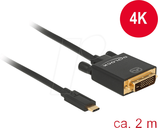 DELOCK 85321 - USB Kabel, C Stecker auf DVI 24+1 Stecker, DP-Alt Mode, 2 m
