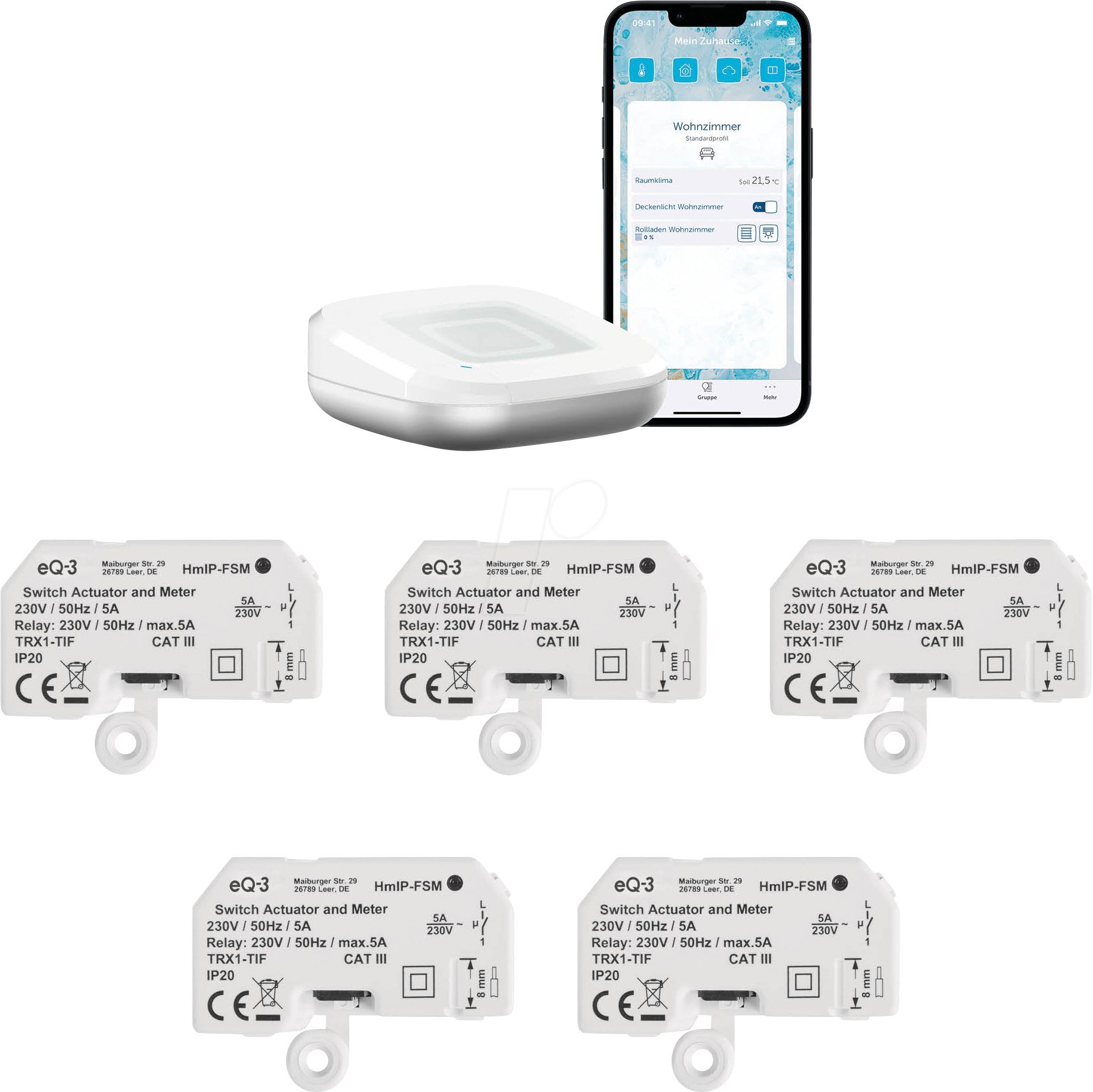 HMIP HAP2-FSM5 - 1x Access Point 2 weiß + 5x Schalt-Mess-Aktor - Unterputz