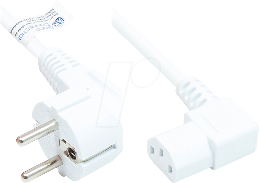 GC P0131-W018 - Netzkabel Typ E+F CEE 7/7 auf C13, weiß, 0,75 mm², 1,8 m