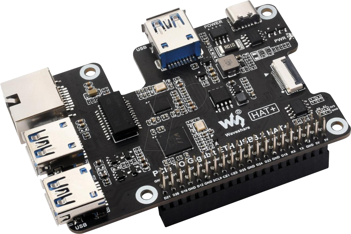 RPI PCIE 2 ETH - Raspberry Pi - USB-/LAN-Hub (4+1), pHAT