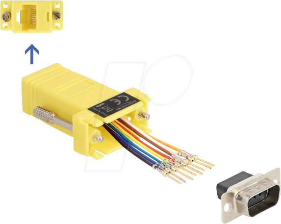 DELOCK 67104 - Adapter D-Sub 9 Pin St. > RJ45 Bu. Montagesatz, gelb