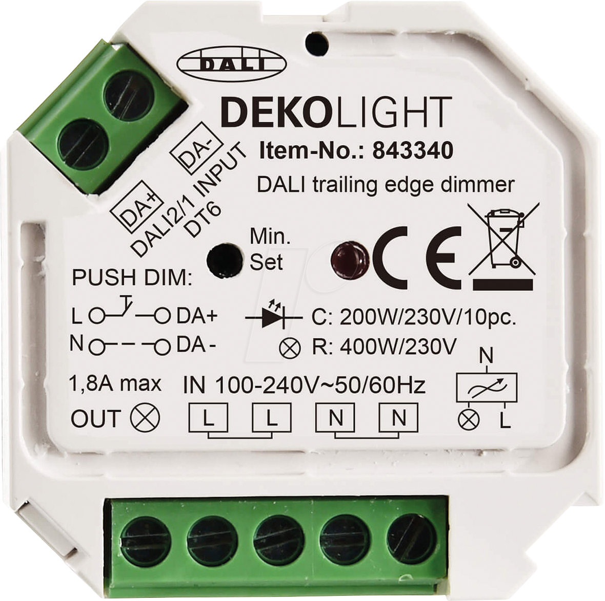 DEKO 843340 - Dimmer DALI, Triac-Dimmer, 100-240V, 400W, IP20