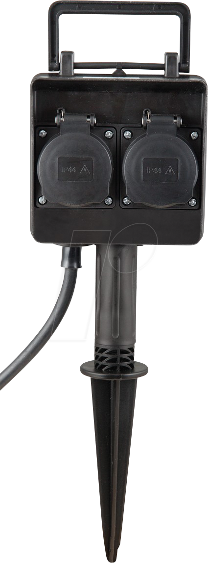 HEIT VO-35465 - 2-fach Gartensteckdose mit Erdspieß, Zeitschaltuhr