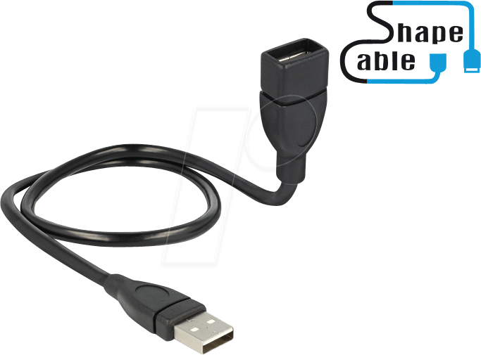 DELOCK 83499 - USB 2.0 Kabel, A Stecker auf A Buchse, Shape, 0,5 m