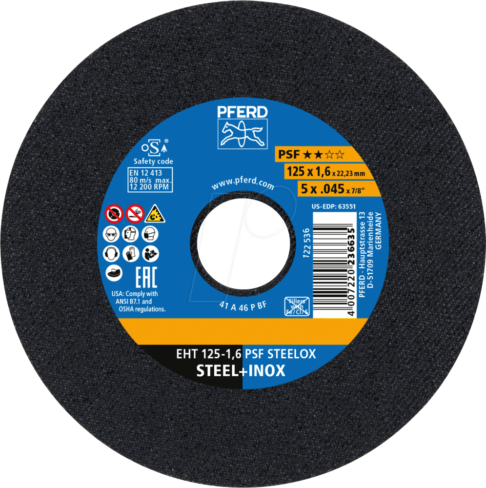 PFERD 69198296 - Trennscheibe EHT 126x1,6x22,23 mm gerade Universallinie