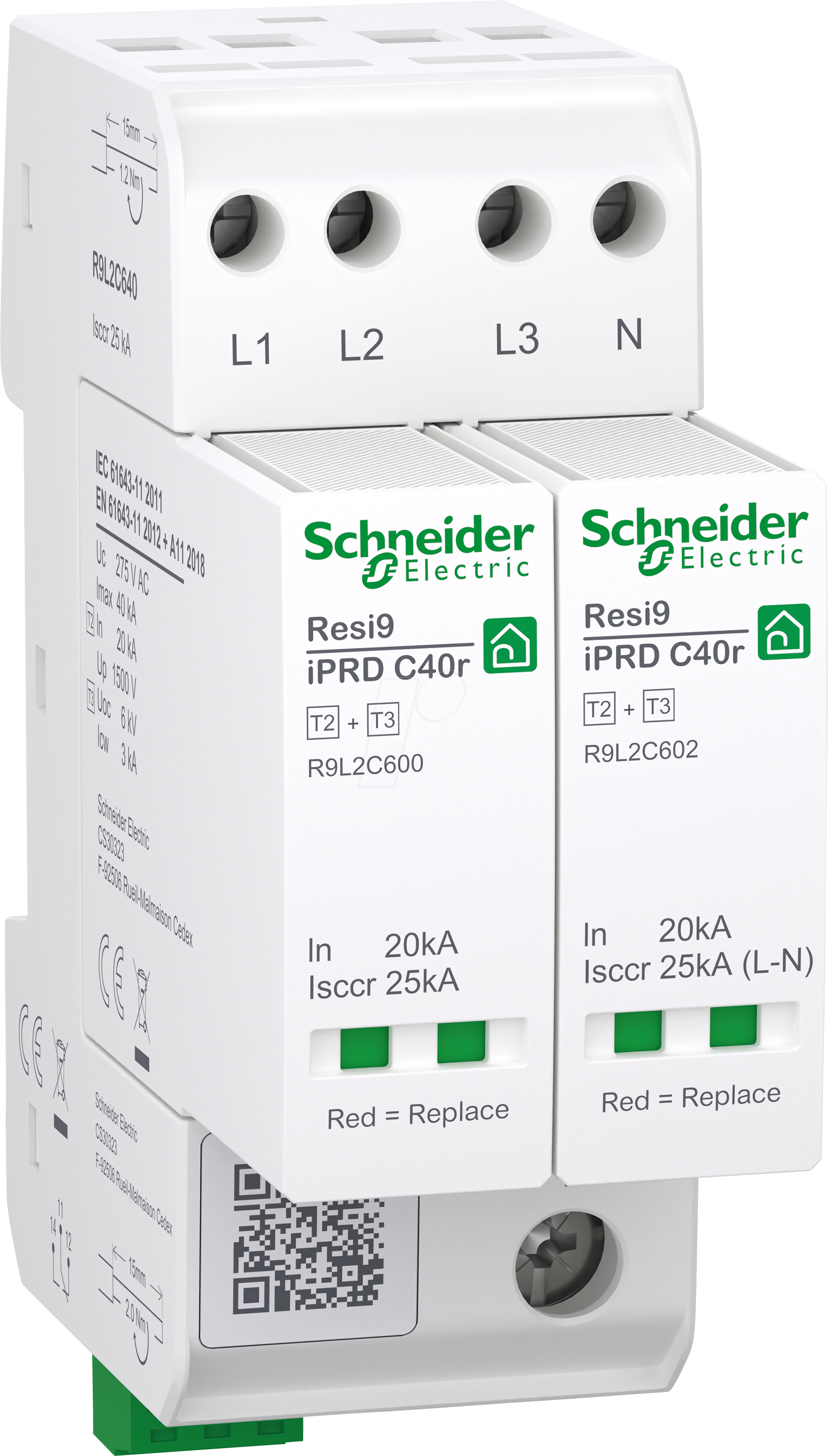 R9L2C640 - Überspannungsabl., Resi9 iPRD C40r, 3P+N, 40kA, kompakt 2TE