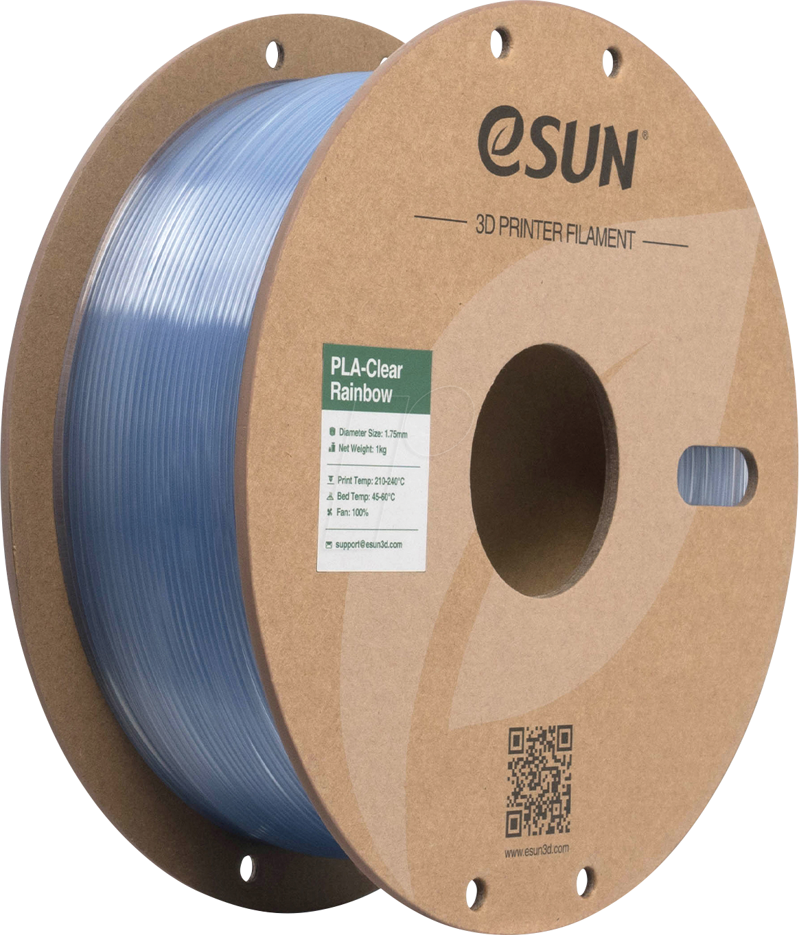 ESUN 72217867 - Filament, PLA-Clear, 1,75 mm, kristallblau, 1 kg