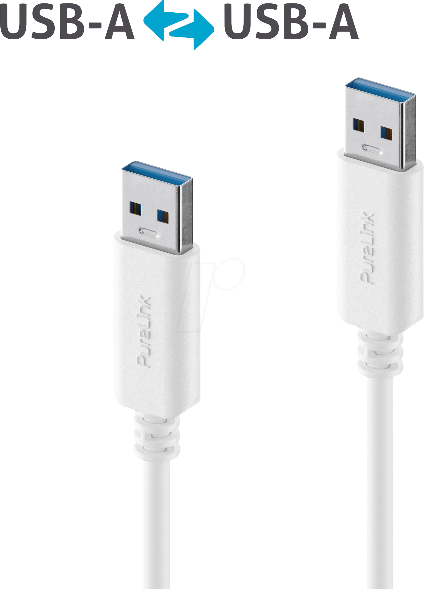 PURE IS2400-020 - USB 5 Gb/s Kabel, iSerie, A Stecker auf A Stecker, weiß, 2,0 m