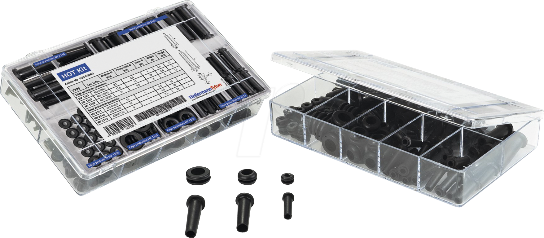 HT 639-60000 - Kabeldurchführung, schwarz, Sortiment