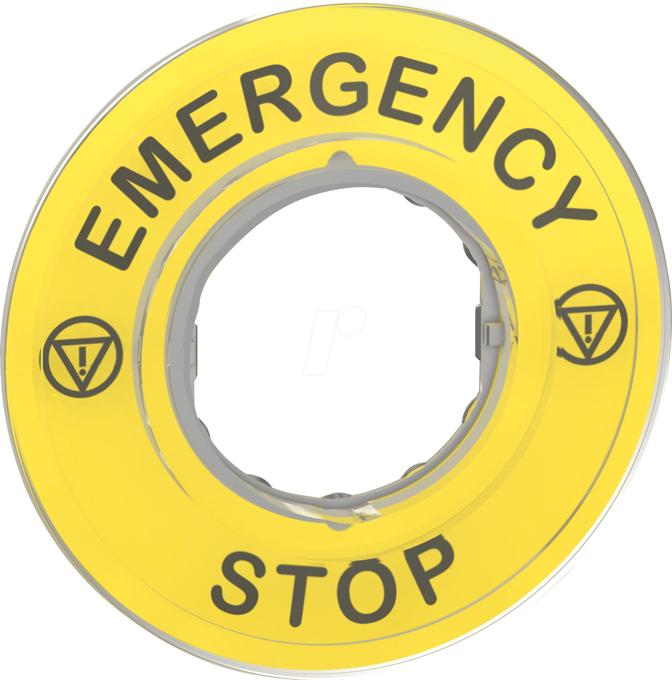 ZBY9320 - Schild Ø60 für Not-Halt-Taster, EMERGENCY STOP/Logo ISO13850