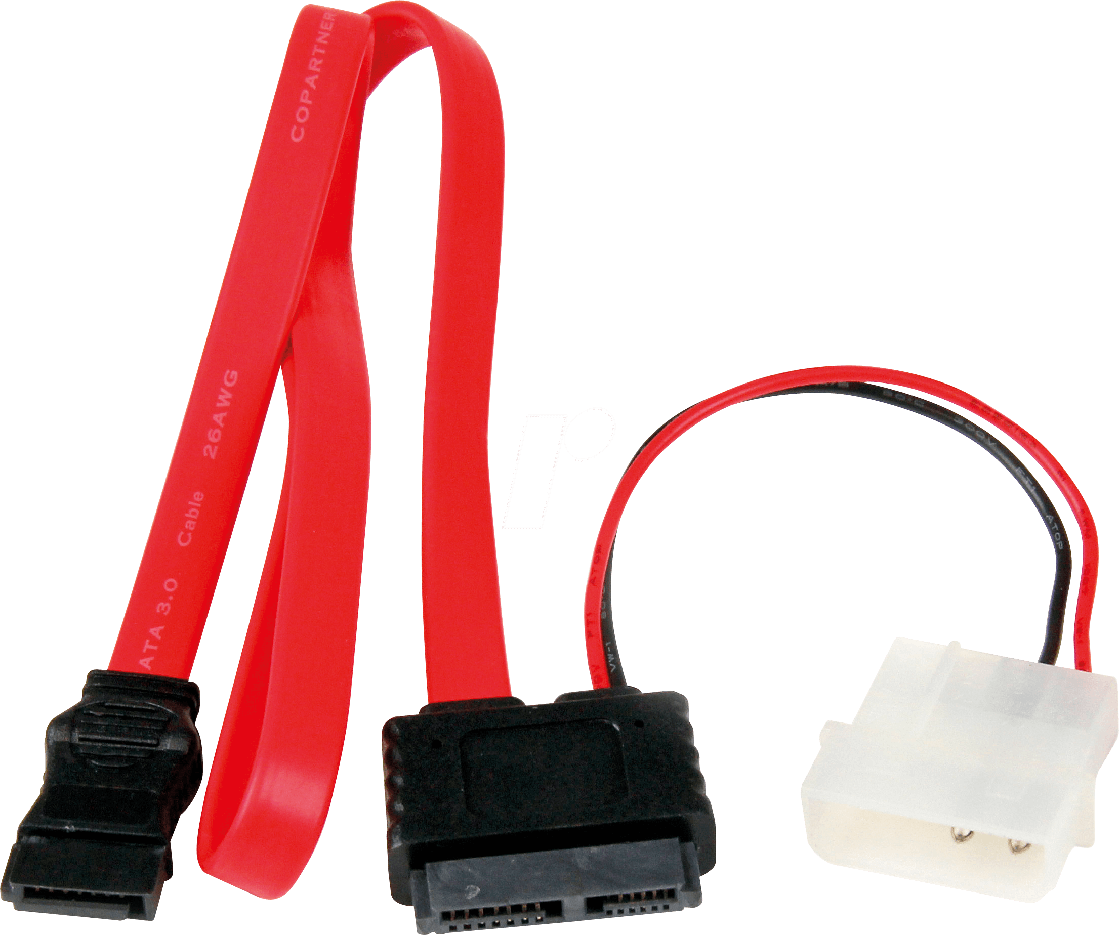 ST SLSATAF36 - Kabel slim SATA Bu. > SATA Bu. / LP4 St., 90 cm, rot