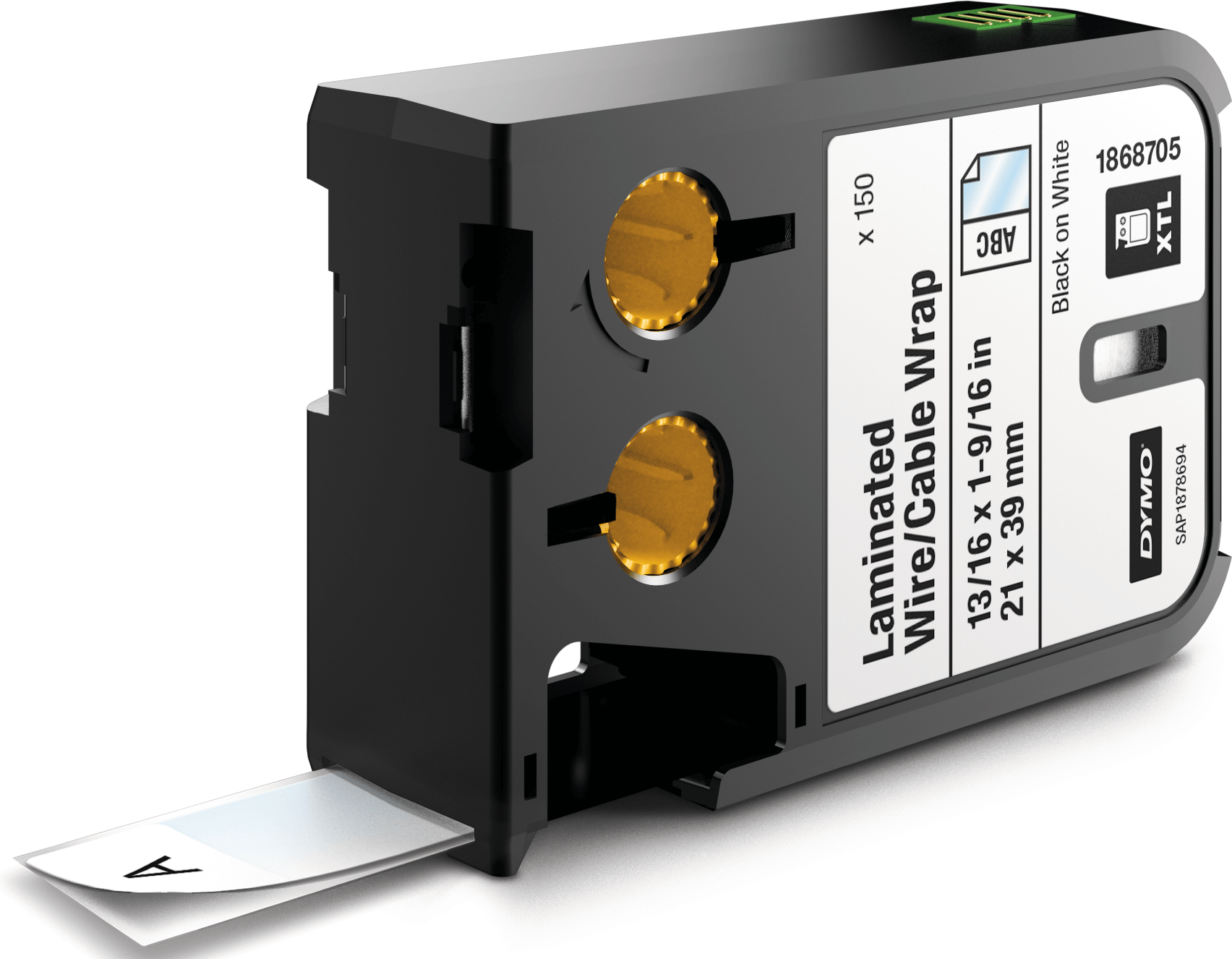 DYMO XTL 1868705 - XTL Etikett, Vinyl, 150 Stück, 21x39mm, schwarz/weiß